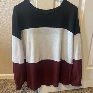 SHEIN Black, White, and Burgundy Colorblock Sweater